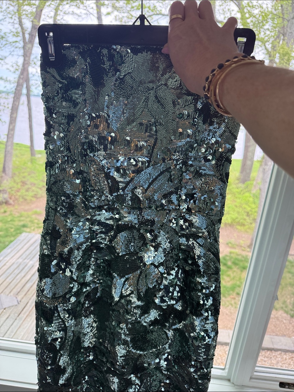 Hello Teal Sequin strapless Dress - Picture 3 of 5